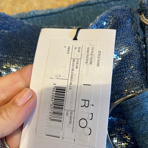 IRO Blue and blush blue Sequin skirt size 38 style name WM31NATOU - Picture 12 of 15